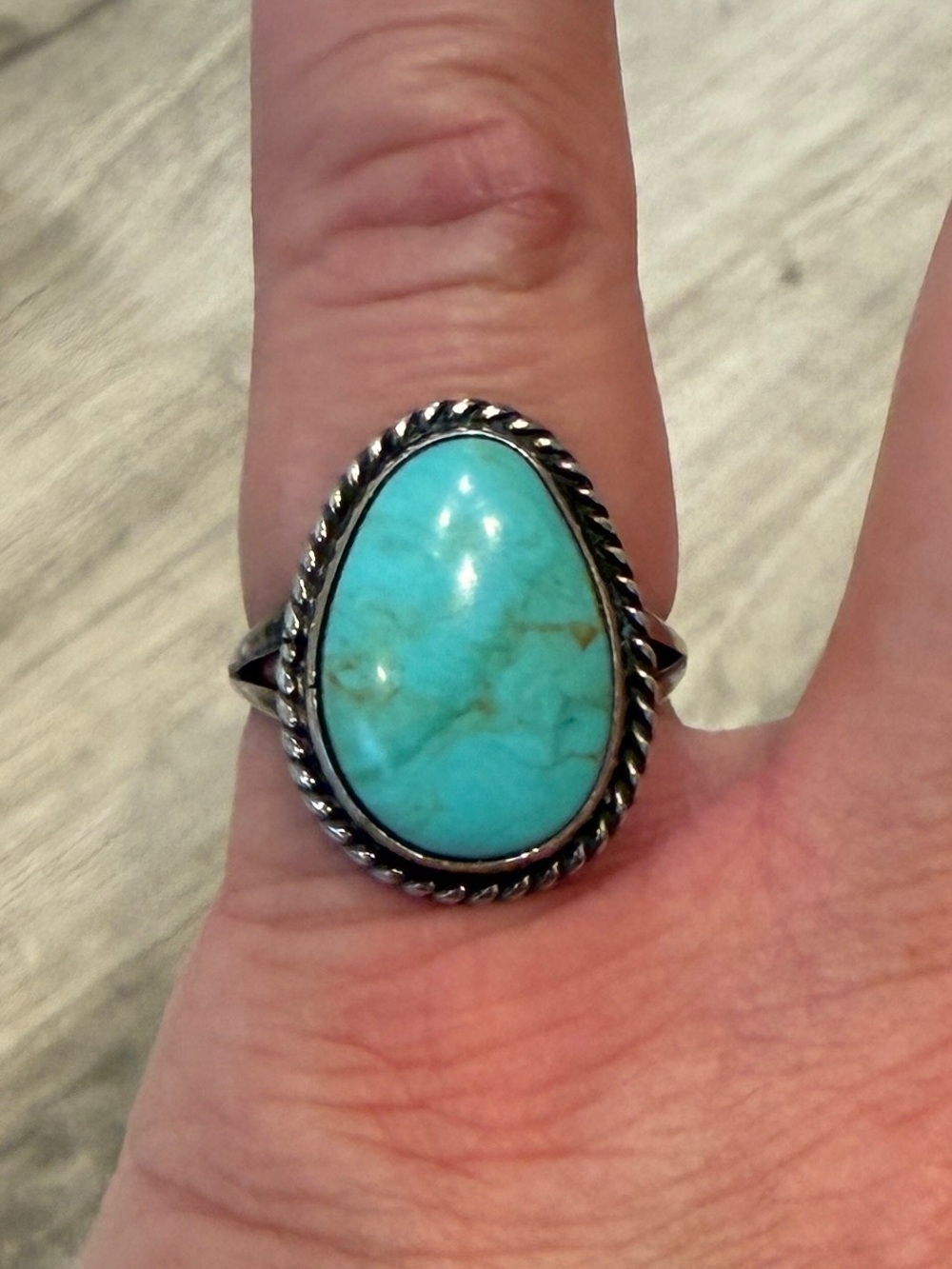 Vintage Navajo Sterling Silver Turquoise Ring 925 sz 6.5 Cripple Creek? Royston? - Picture 16 of 16